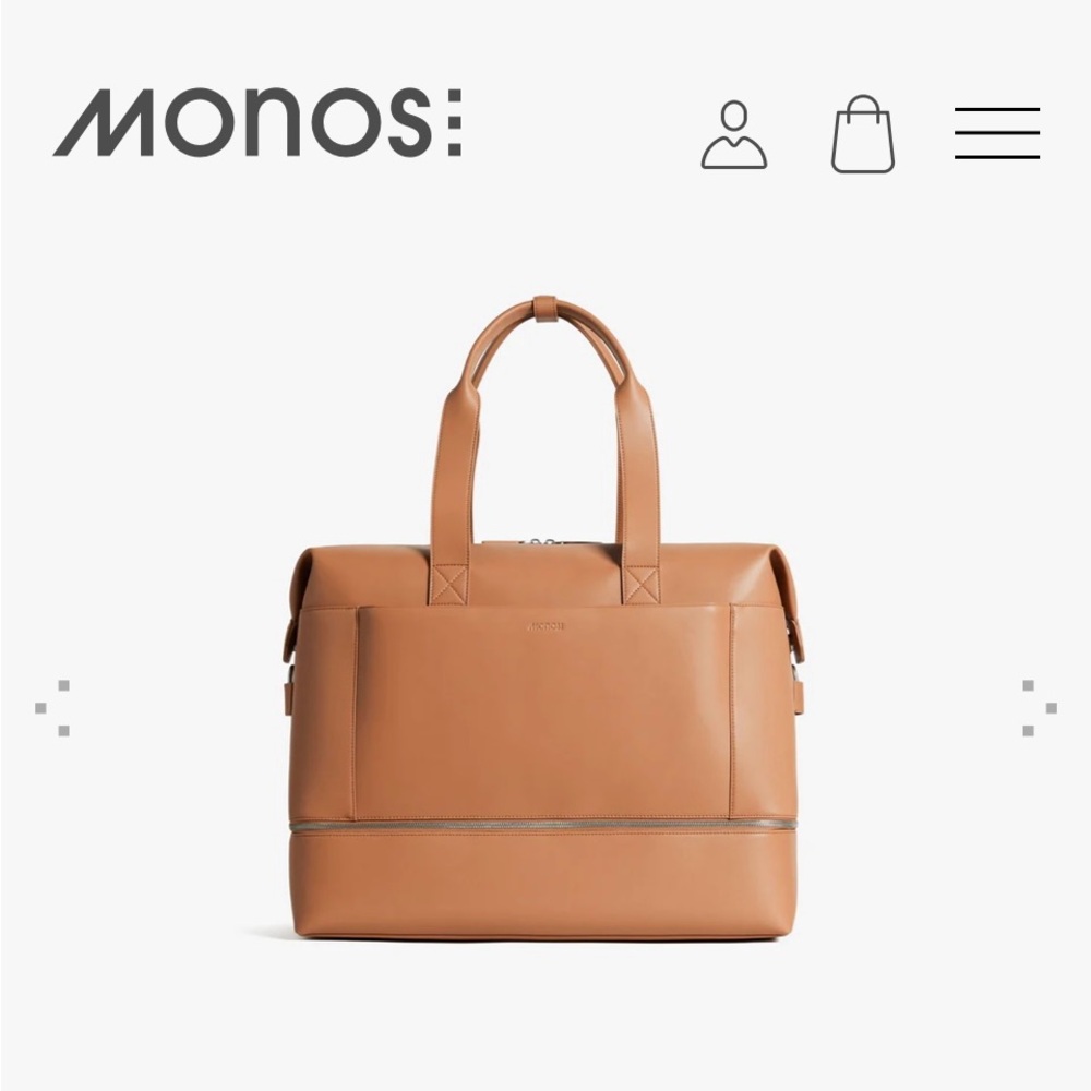Like New Mono Tan Vegan Leather Weekender - Picture 3 of 12
